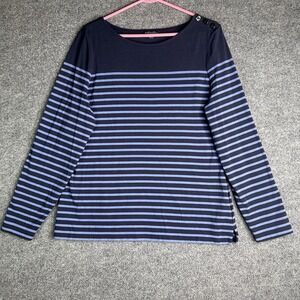 Brooks Brothers Womens Top Long Sleeve Size Xl Striped Boat‎ Neck Blue